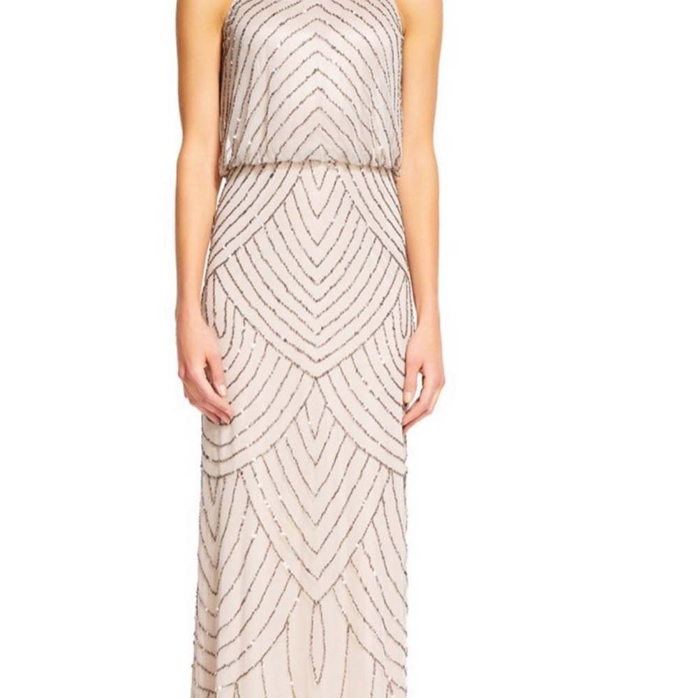 Adrianna Papell blush Beaded Maxi Dress